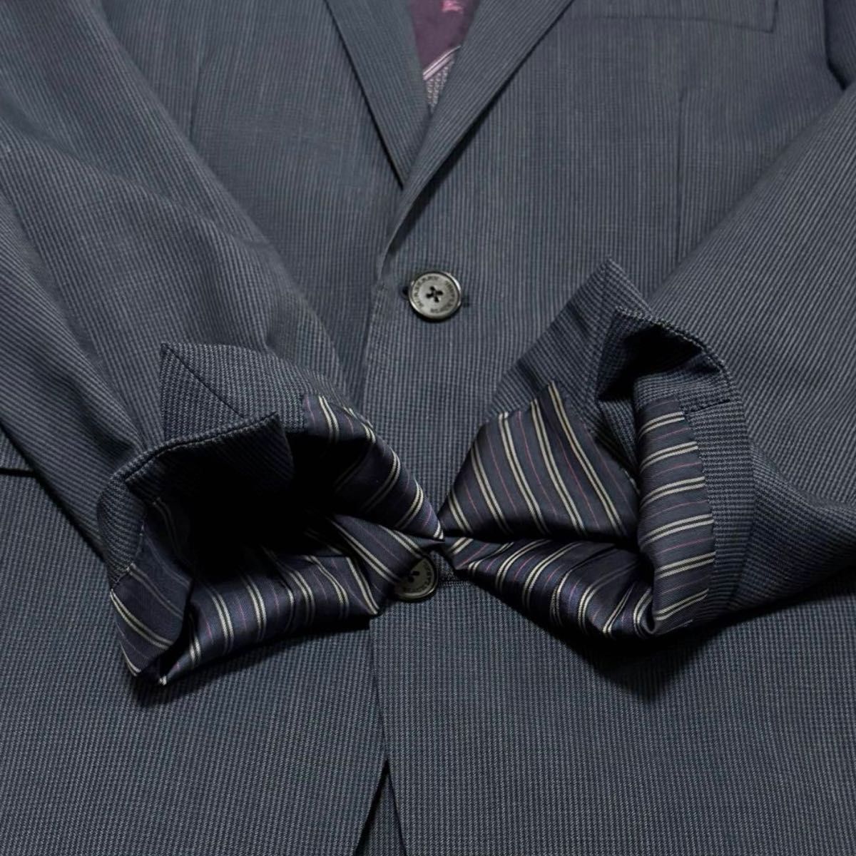 美品 シルク混 BURBERRY BLACK LABEL セットアップ ネイビー S 美品 シルク混 BURBERRY BLACK LABEL セットアップ ネイビー S
