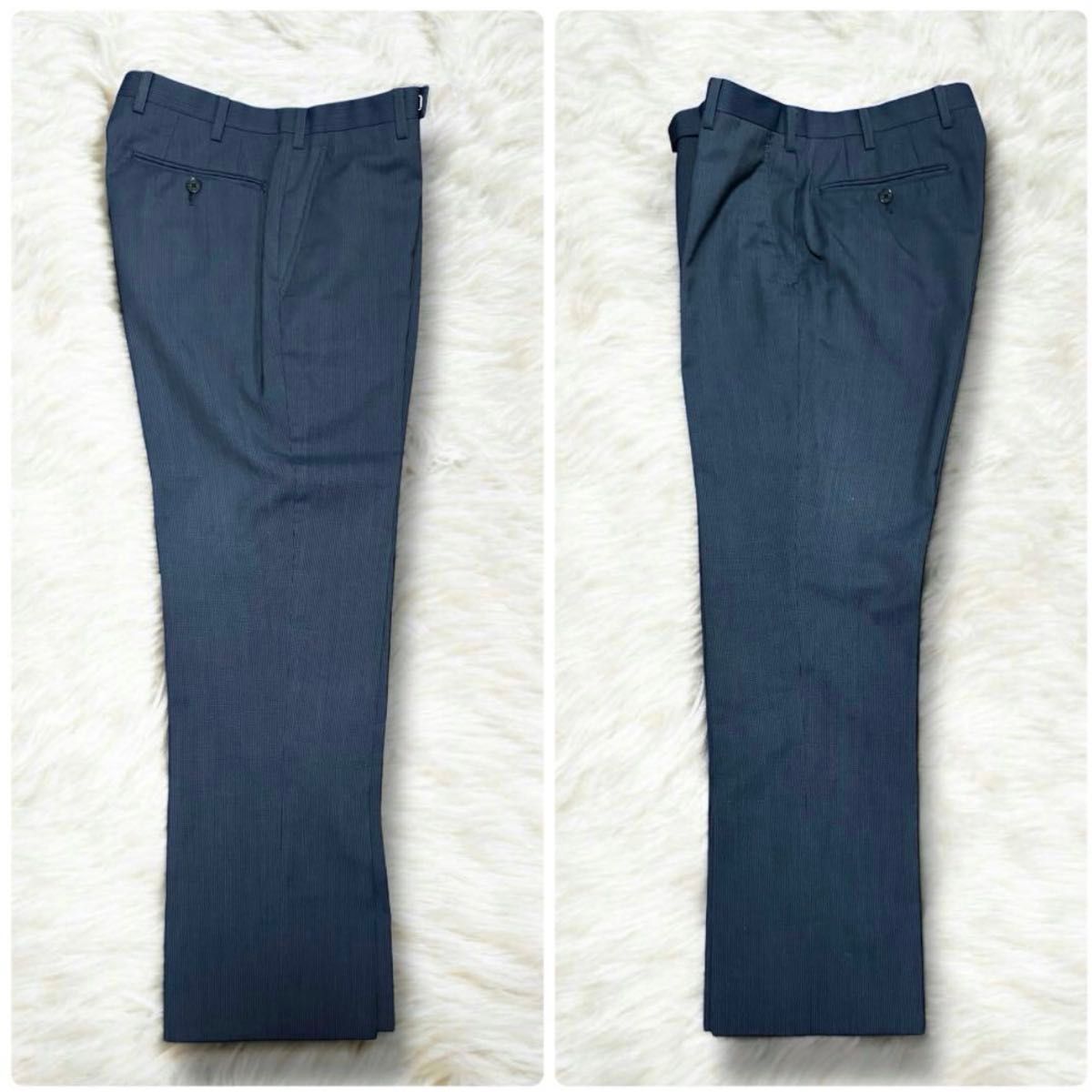 美品 シルク混 BURBERRY BLACK LABEL セットアップ ネイビー S 美品 シルク混 BURBERRY BLACK LABEL セットアップ ネイビー S