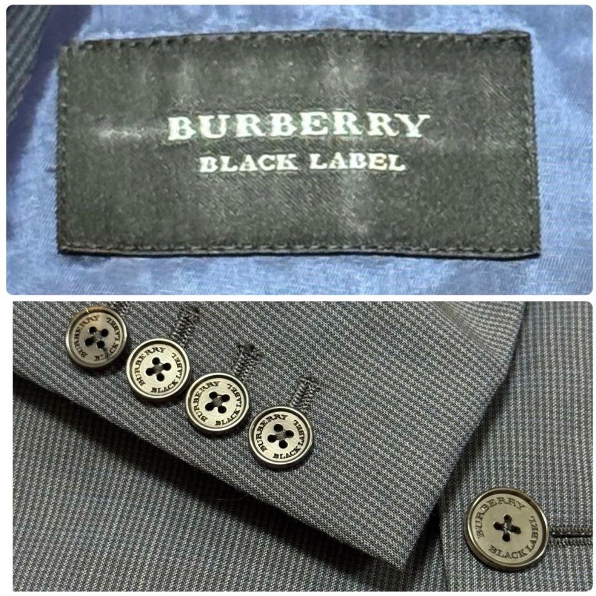 美品 シルク混 BURBERRY BLACK LABEL セットアップ ネイビー S 美品 シルク混 BURBERRY BLACK LABEL セットアップ ネイビー S