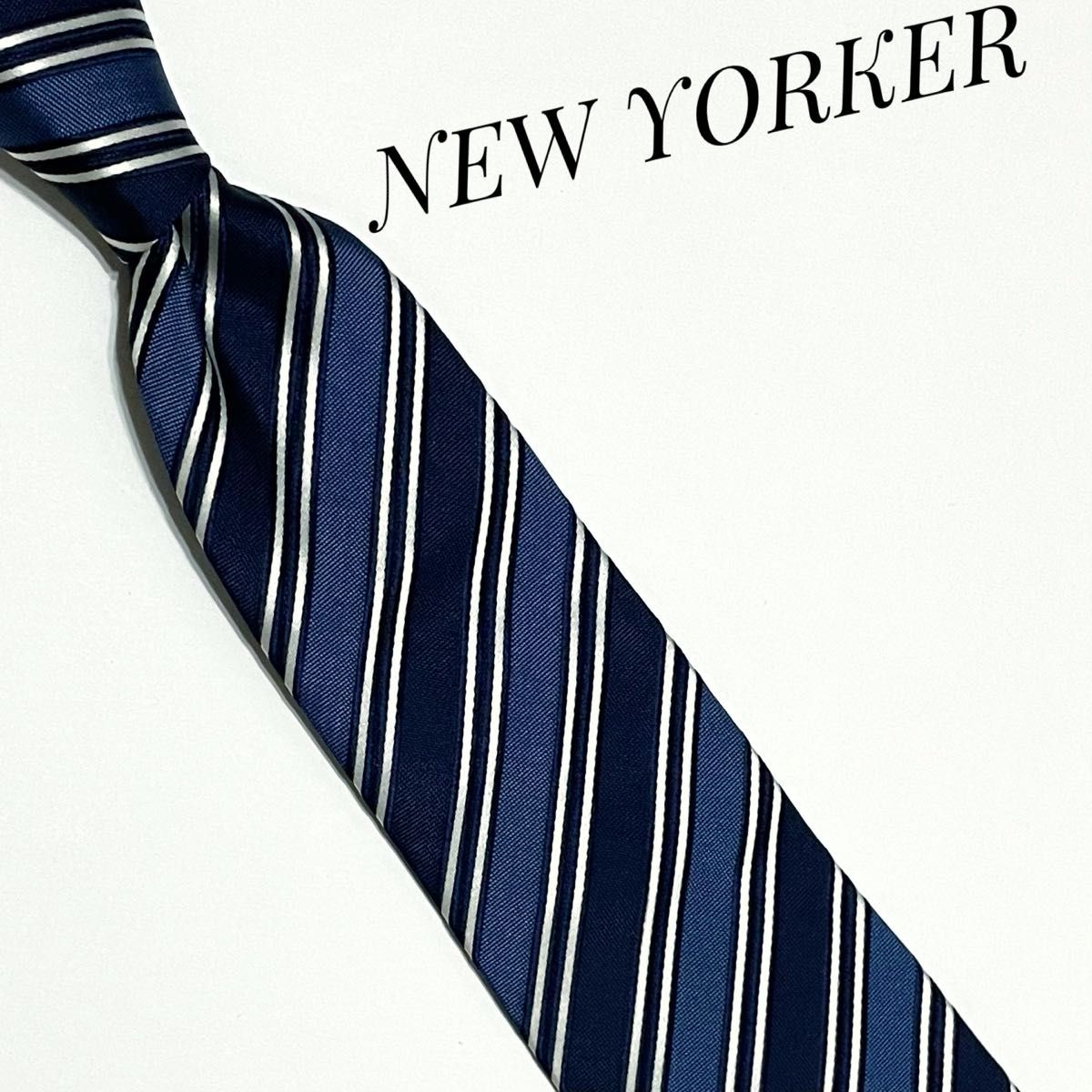 NEW YORKER ネクタイ ネイビー系 レジメンタル ストライプ NEW YORKER ネクタイ ネイビー系 レジメンタル ストライプ