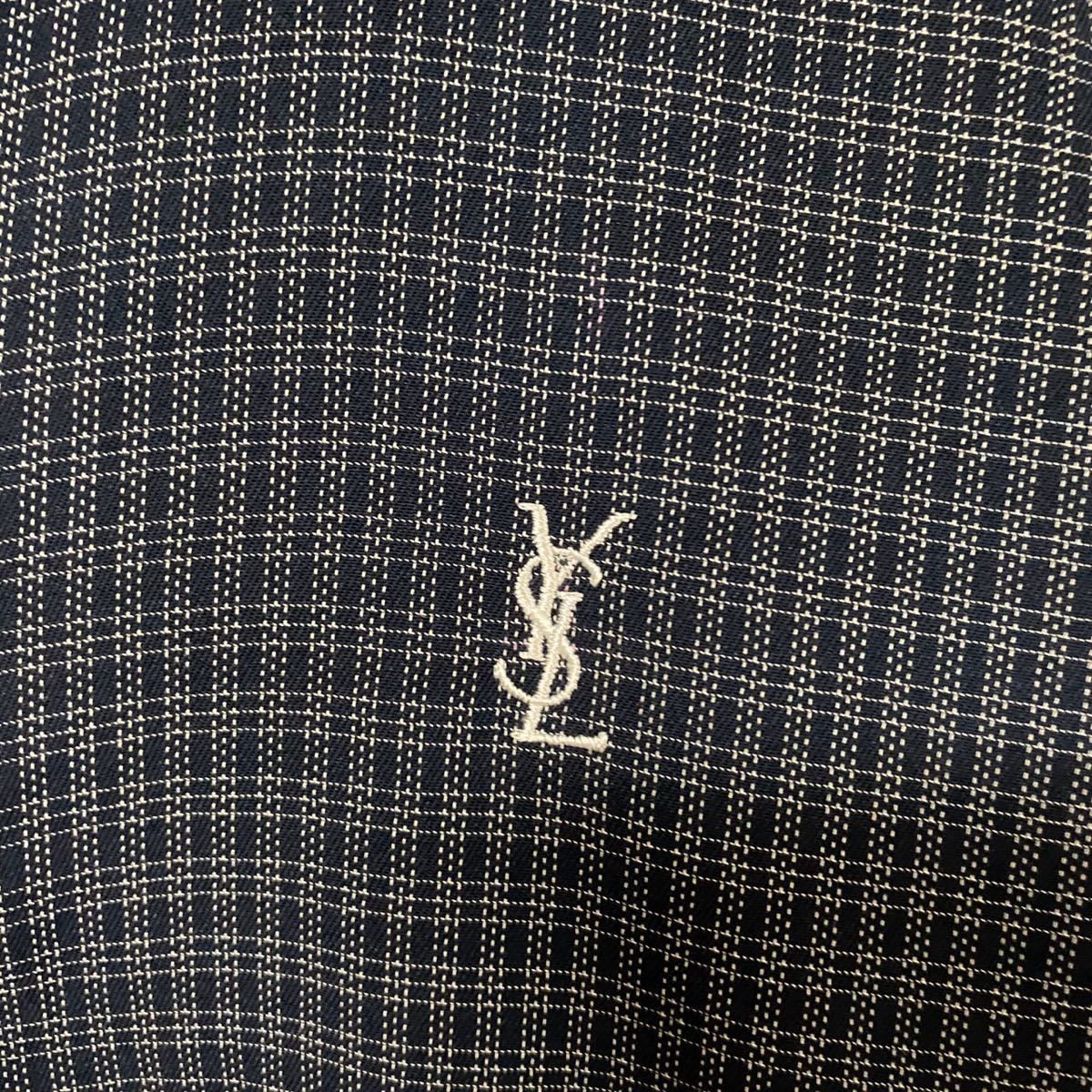激レア》イヴサンローラン YSL 希少黒チェック柄 刺繍ロゴ 激レア》イヴサンローラン YSL 希少黒チェック柄 刺繍ロゴ