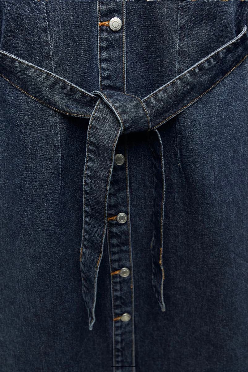 ザラ ZARA ミディ丈デニムワンピース 新品未使用タグ付き M ザラ ZARA ミディ丈デニムワンピース 新品未使用タグ付き M