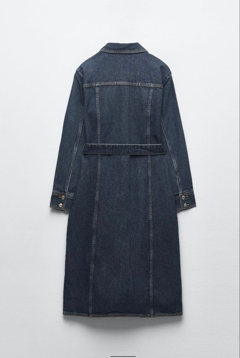 ザラ ZARA ミディ丈デニムワンピース 新品未使用タグ付き M ザラ ZARA ミディ丈デニムワンピース 新品未使用タグ付き M
