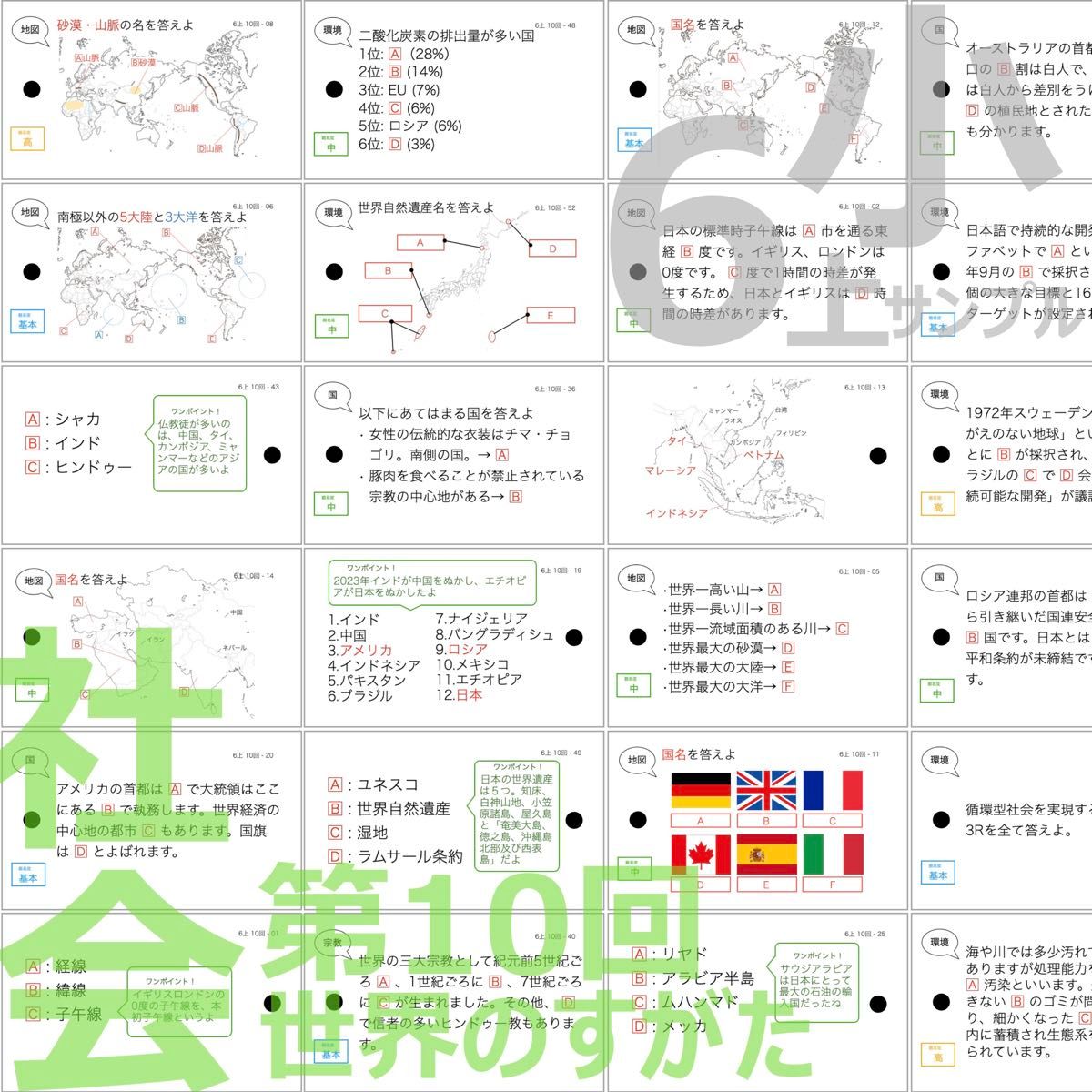 中学受験 暗記カード【6年上 社会・理科 10-17回】予習シリーズ 中学受験 暗記カード【6年上 社会・理科 10-17回】予習シリーズ