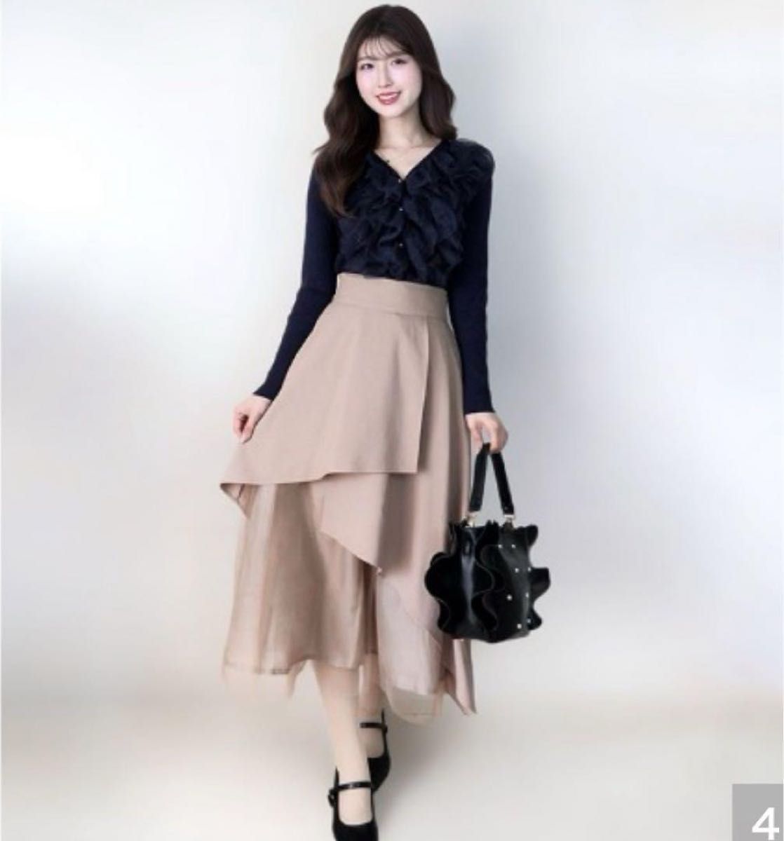 門脇伶奈 しまむら コラボ アシメラッフルスカート ベージュ L 門脇伶奈 しまむら コラボ アシメラッフルスカート ベージュ L