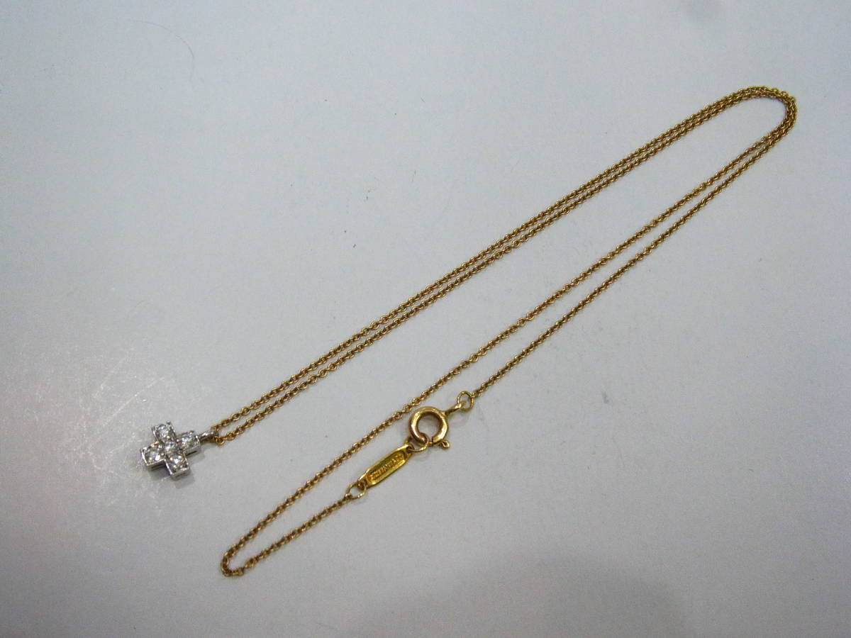 △○TIFFANY&Co.○ ティファニー K18 PT950 ダイヤ クロス ネックレス