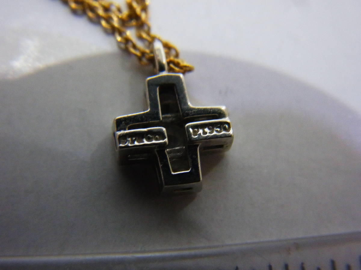 △○TIFFANY&Co.○ ティファニー K18 PT950 ダイヤ クロス ネックレス