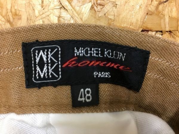 MK MICHEL KLEIN HOMME ミッシェルクランオム サイズ48 メンズ パンツ ジップフライ ストライプ柄 ロング 茶系 ブラウン系_画像2