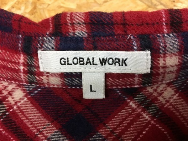 GLOBAL WORK グローバルワーク L レディース シャツ 胸ポケット付き チェック柄 長袖 レッド×ネイビー×ホワイト×ブラック 赤×紺など_画像2