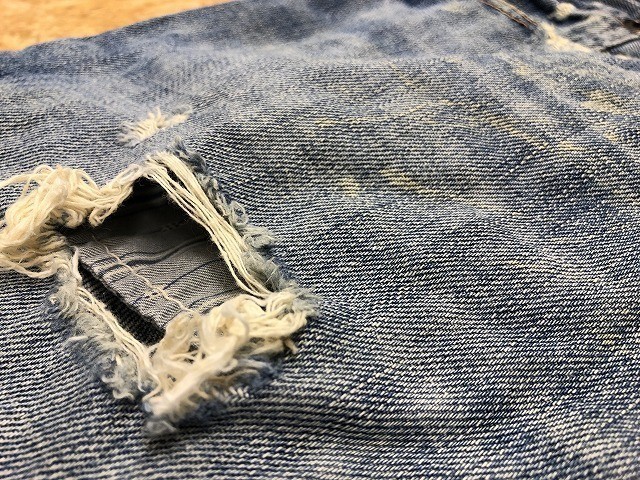 Abercrombie&Fitch アバクロ W30 メンズ デニム ショートパンツ ロゴラベル USED加工 クラッシュ加工 ジップフライ 綿100% ブルー 青_画像8