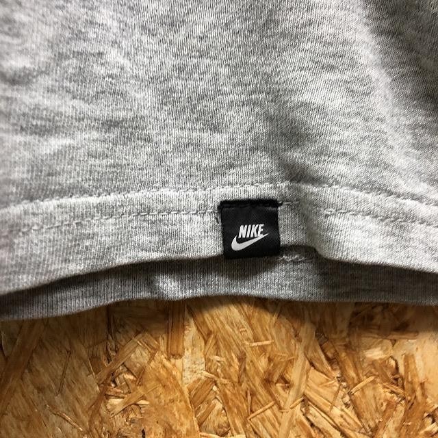 NIKE ナイキ Lサイズ メンズ Tシャツ ミニ裏毛 カットソー 英字 プリント ロゴ 長袖 綿100% ヘザーグレー×パープル×ホワイト_画像4