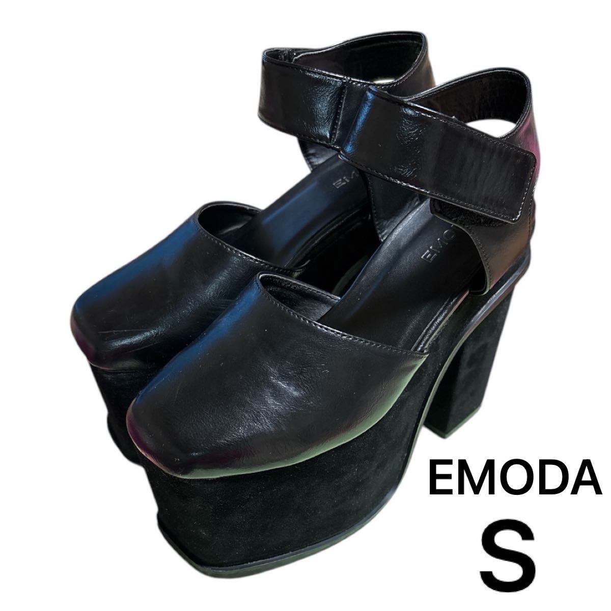 EMODA 厚底サンダル レイヤーバルキーシューズ エモダ 黒 EMODA 厚底サンダル レイヤーバルキーシューズ エモダ 黒