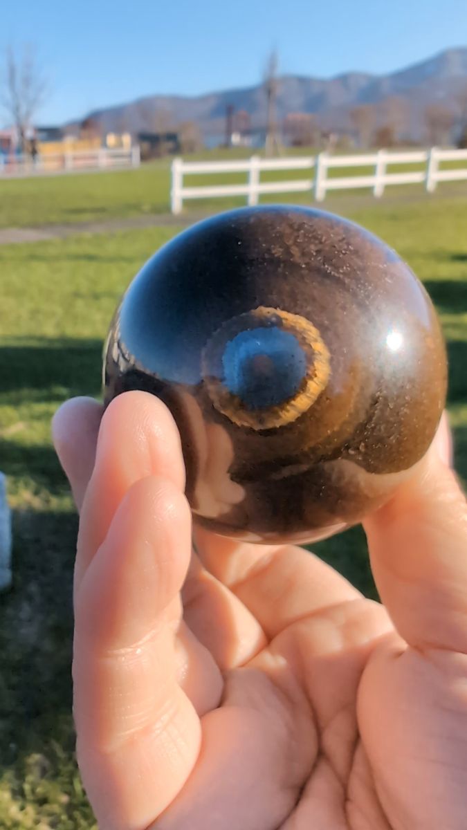 大玉 タイガーアイ金運・仕事運・勝負運 245g TK1 虎目石 丸玉 55.8mm ブラジル