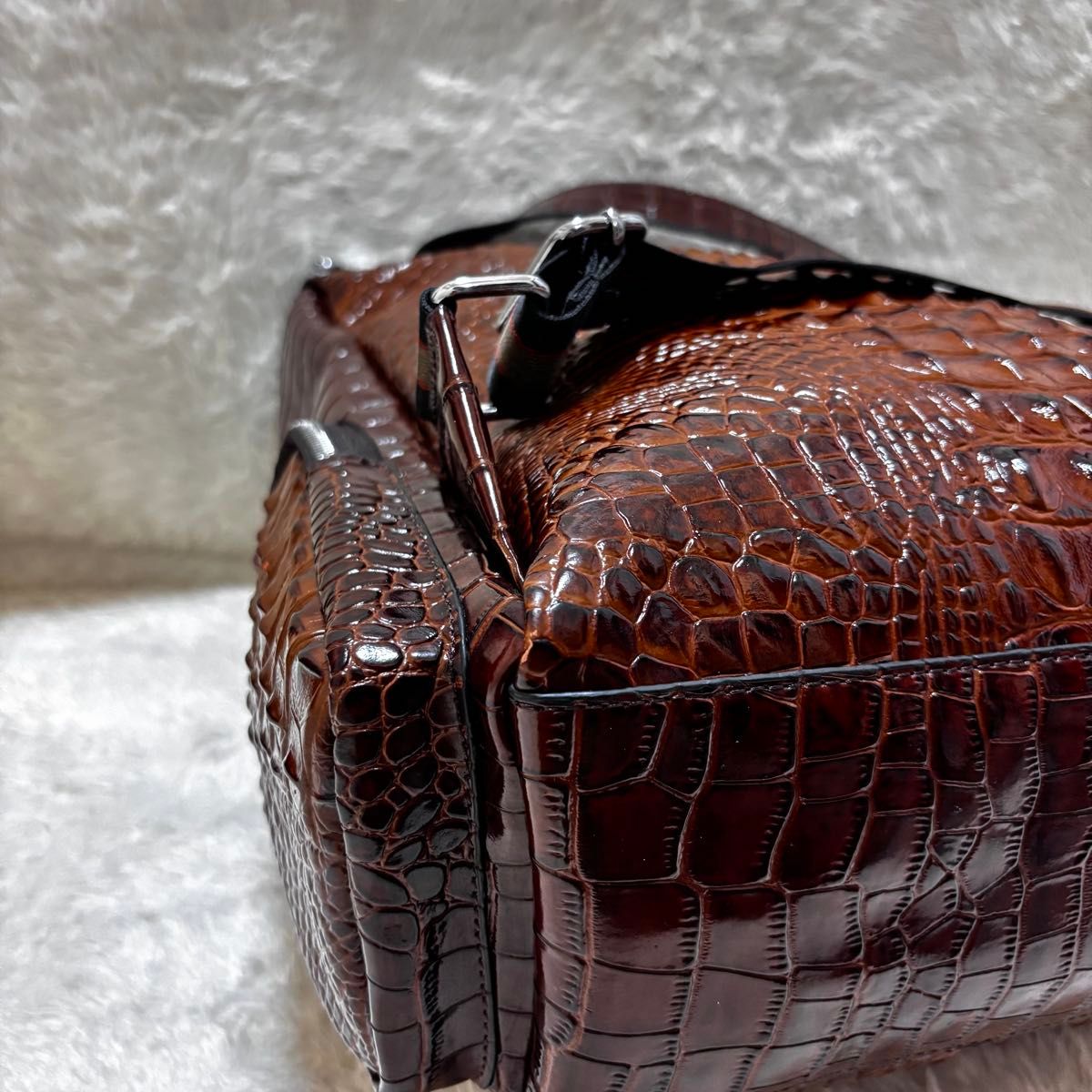 美品】BOLINI 定価259800円 最高峰牛革クロコ型押し リュック 美品】BOLINI 定価259800円 最高峰牛革クロコ型押し リュック