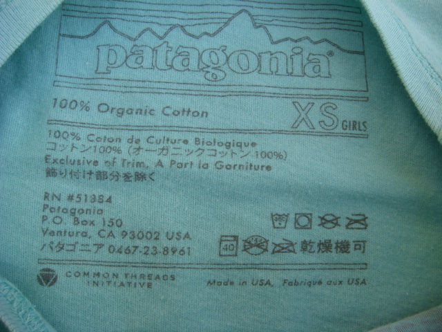 patagonia kids パタゴニアキッズ　オーガニックコットンTシャツ　XS girls　（１２０くらい）_画像7