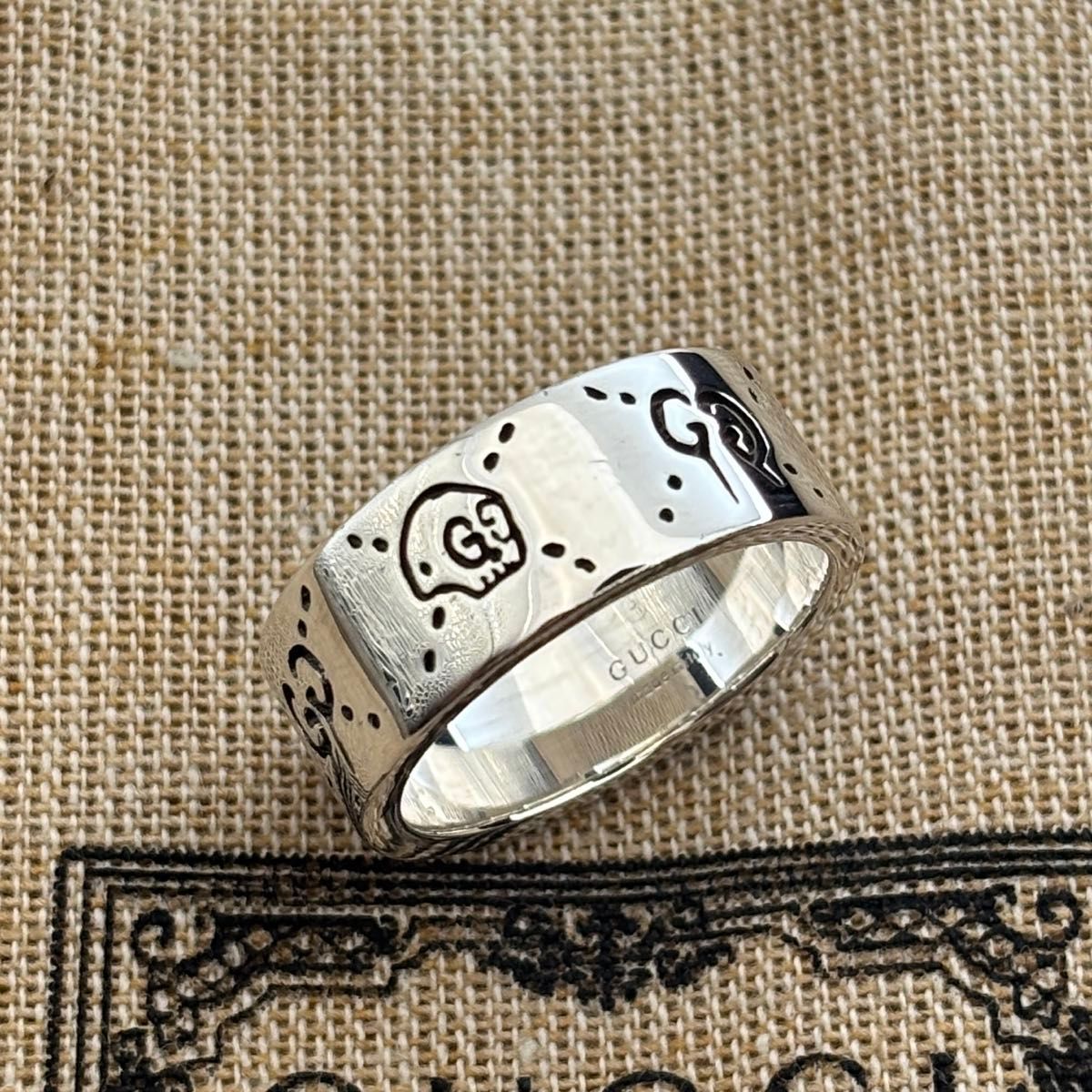 新品磨き】GUCCI グッチゴースト リング 20号 ワイドタイプ 指輪 新品磨き】GUCCI グッチゴースト リング 20号 ワイドタイプ 指輪