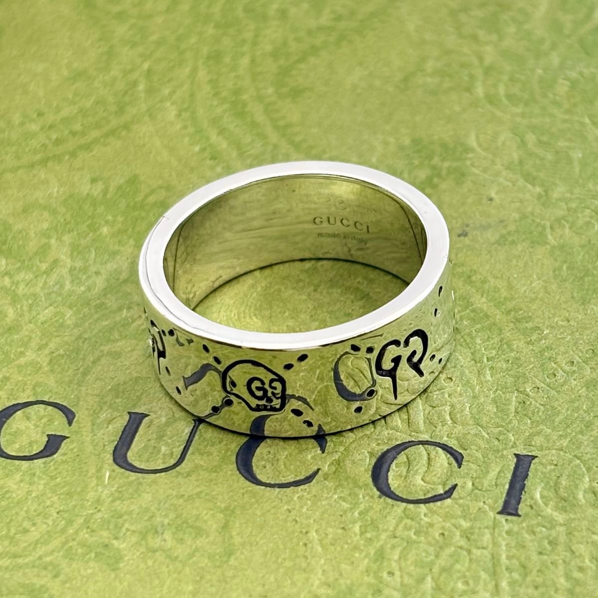 新品磨き】GUCCI グッチゴースト リング 20号 ワイドタイプ 指輪 新品磨き】GUCCI グッチゴースト リング 20号 ワイドタイプ 指輪