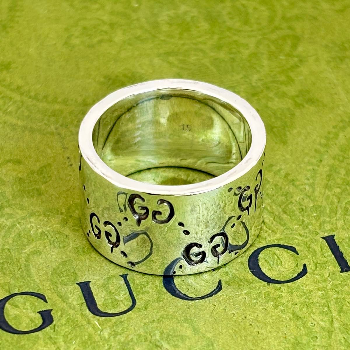 新品磨き】GUCCI グッチゴースト リング 15号 〈ワイドタイプ 新品磨き】GUCCI グッチゴースト リング 15号 〈ワイドタイプ