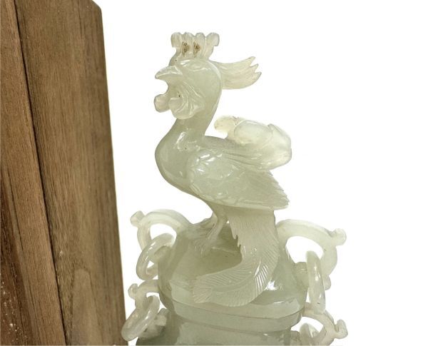 旧家より 中国美術 玉石彫刻 鳥 鶏 置物 461g 香炉? 和田玉 青玉 旧家より 中国美術 玉石彫刻 鳥 鶏 置物 461g 香炉? 和田玉 青玉