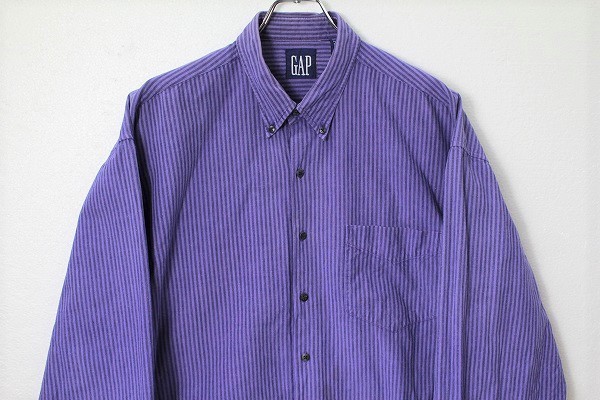 【高価値】 ストライプ GAP オールドギャップ 90's コットン 旧タグ 90年代 (XL) 紫 シャツ ボタンダウン 長袖シャツ 【高価値】 ストライプ GAP オールドギャップ 90's コットン 旧タグ 90年代 (XL) 紫 シャツ ボタンダウン 長袖シャツ