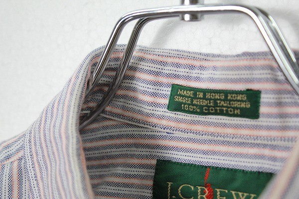 90's オールド Jクルー J.CREW 長袖 ストライプ オックスフォードシャツ (M) 旧タグ 90年代 コットン USED 古着_画像9