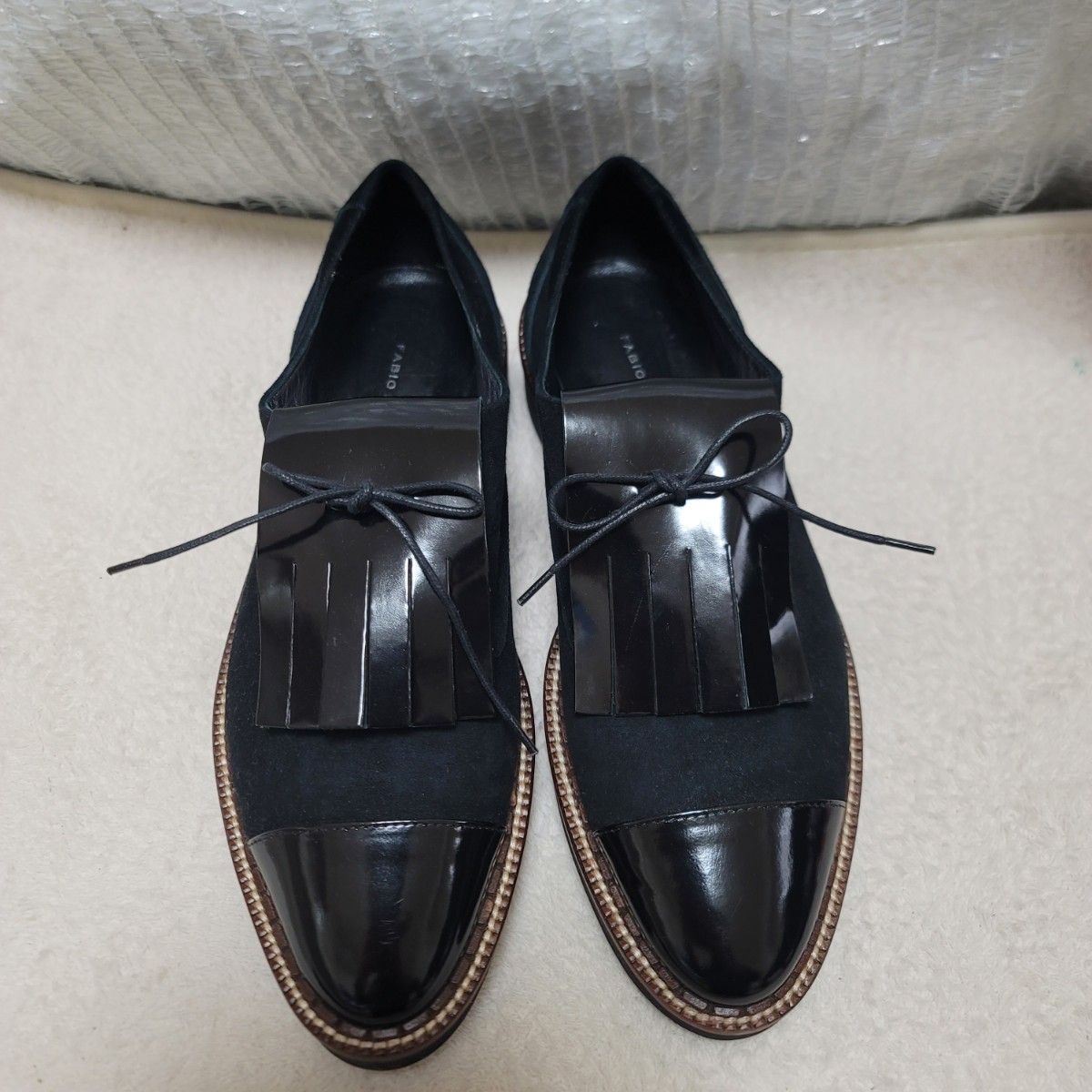 極美品】FABIO RUSCONI キルト タッセル ローファー ブラック 41 極美品】FABIO RUSCONI キルト タッセル ローファー ブラック 41