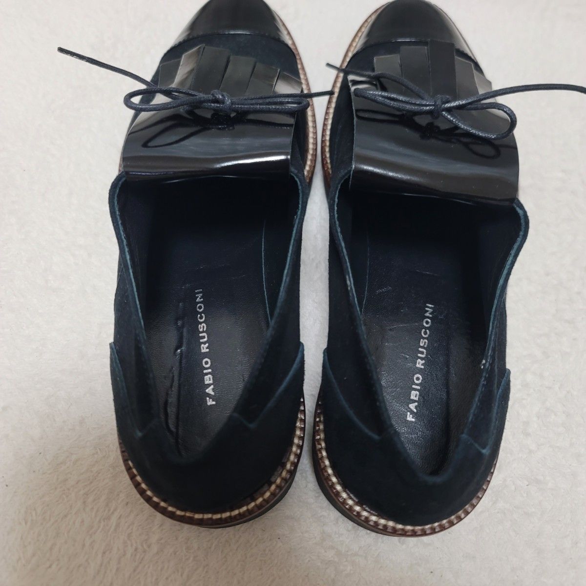極美品】FABIO RUSCONI キルト タッセル ローファー ブラック 41 極美品】FABIO RUSCONI キルト タッセル ローファー ブラック 41