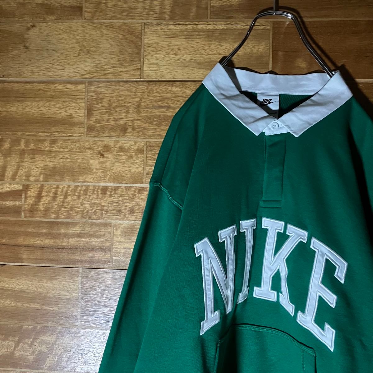 NIKE ラガーシャツ ポロシャツ スウェット 長袖 襟元切替 刺繍 NIKE ラガーシャツ ポロシャツ スウェット 長袖 襟元切替 刺繍