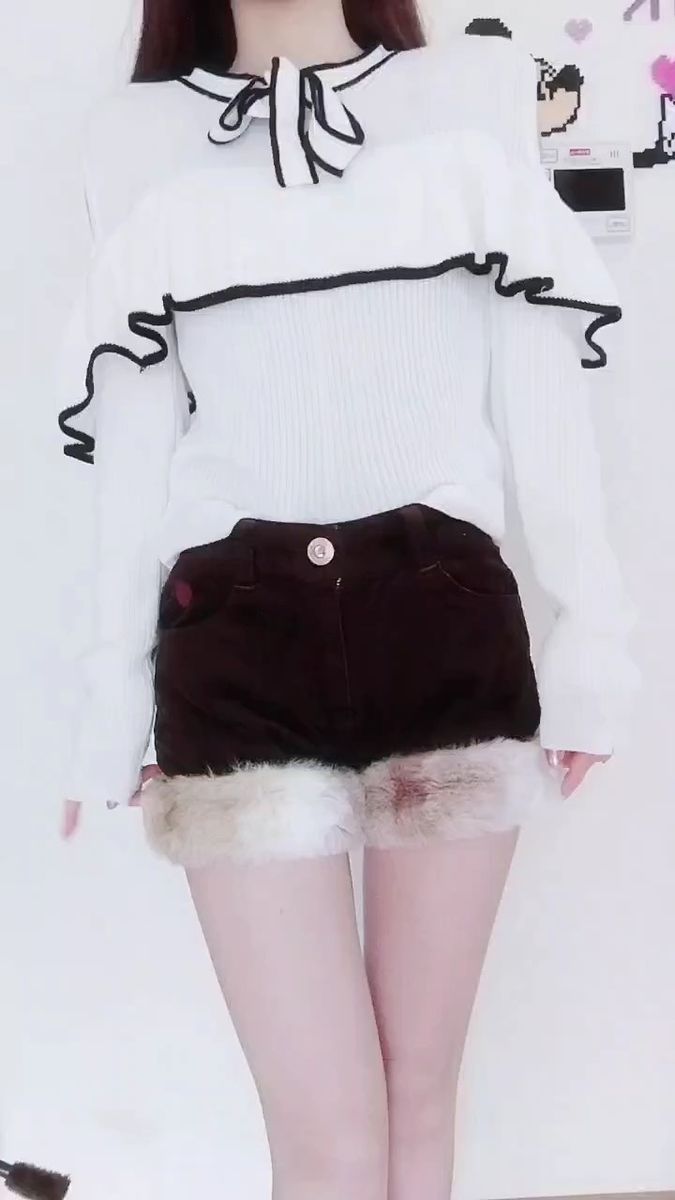 ファー付きショートパンツ