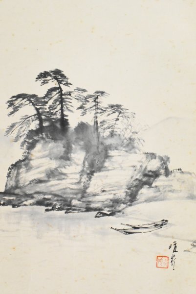 K5411 真作 大矢峻嶺「海釣図」紙本 合箱 肉筆 三木翠山 竹内 K5411 真作 大矢峻嶺「海釣図」紙本 合箱 肉筆 三木翠山 竹内