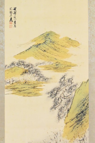 K5437 真作 三津川光胖 「桜花閑居図」絹本 共箱 肉筆 橋本関雪