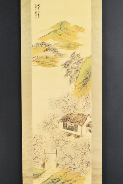 K5437 真作 三津川光胖 「桜花閑居図」絹本 共箱 肉筆 橋本関雪 K5437 真作 三津川光胖 「桜花閑居図」絹本 共箱 肉筆 橋本関雪