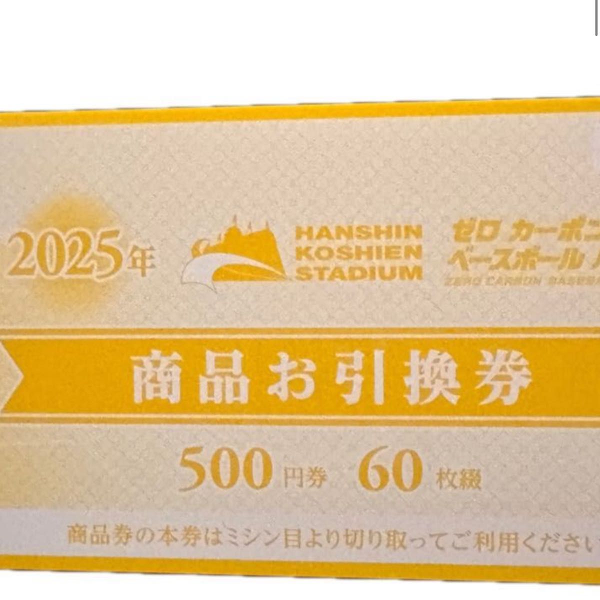 阪神甲子園球場 商品お引換券 500円券 60枚綴 2025年 お値下げ