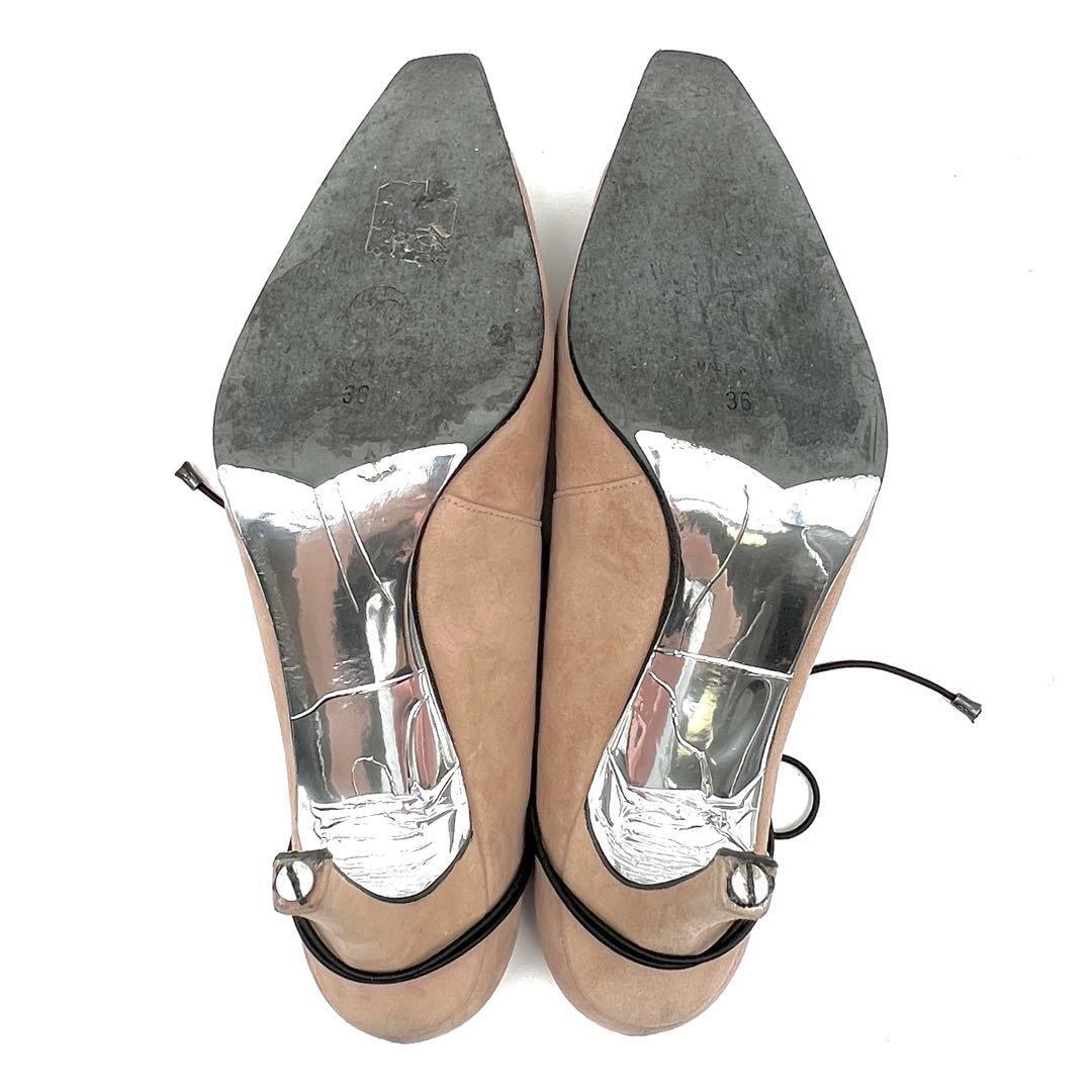 《箱付》CHANEL シャネル スエード レースアップ パンプス ピンクベージュ サイズ36
