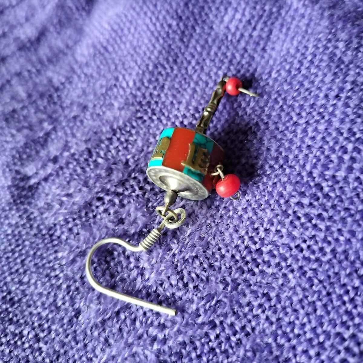 インドのラダック地方で買ったマニ車のピアス_画像7