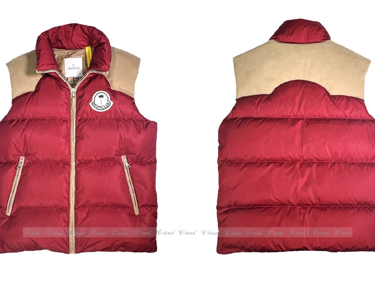 K483-1.. MONCLER モンクレール KAMAOU ダウン ベスト GENIUS FRAGMENT PALM ANGELS コラボ メンズ ★ 489 ボルドー