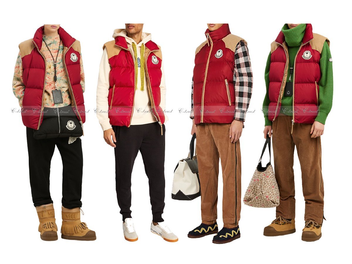 K483-1.. MONCLER モンクレール KAMAOU ダウン ベスト GENIUS FRAGMENT PALM ANGELS コラボ メンズ ★ 489 ボルドー