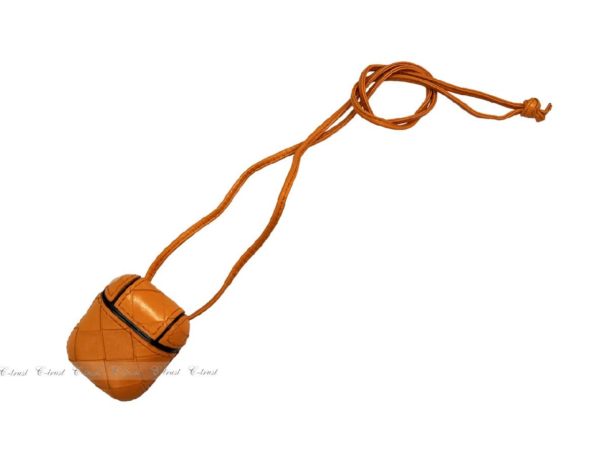 J737-OR.. BOTTEGA VENETA ボッテガ ヴェネタ Air Pods ケース ストラップ イントレ ナッパ イタリア制 ★ 7482 LIGHT ORANGE