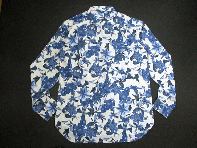春夏▼ 新品 未使用　メンズビギ　花柄　長袖シャツ　フラワー　冷感　MEN'S BIGI UNION STATION　Lサイズ　ブルー　ホワイト