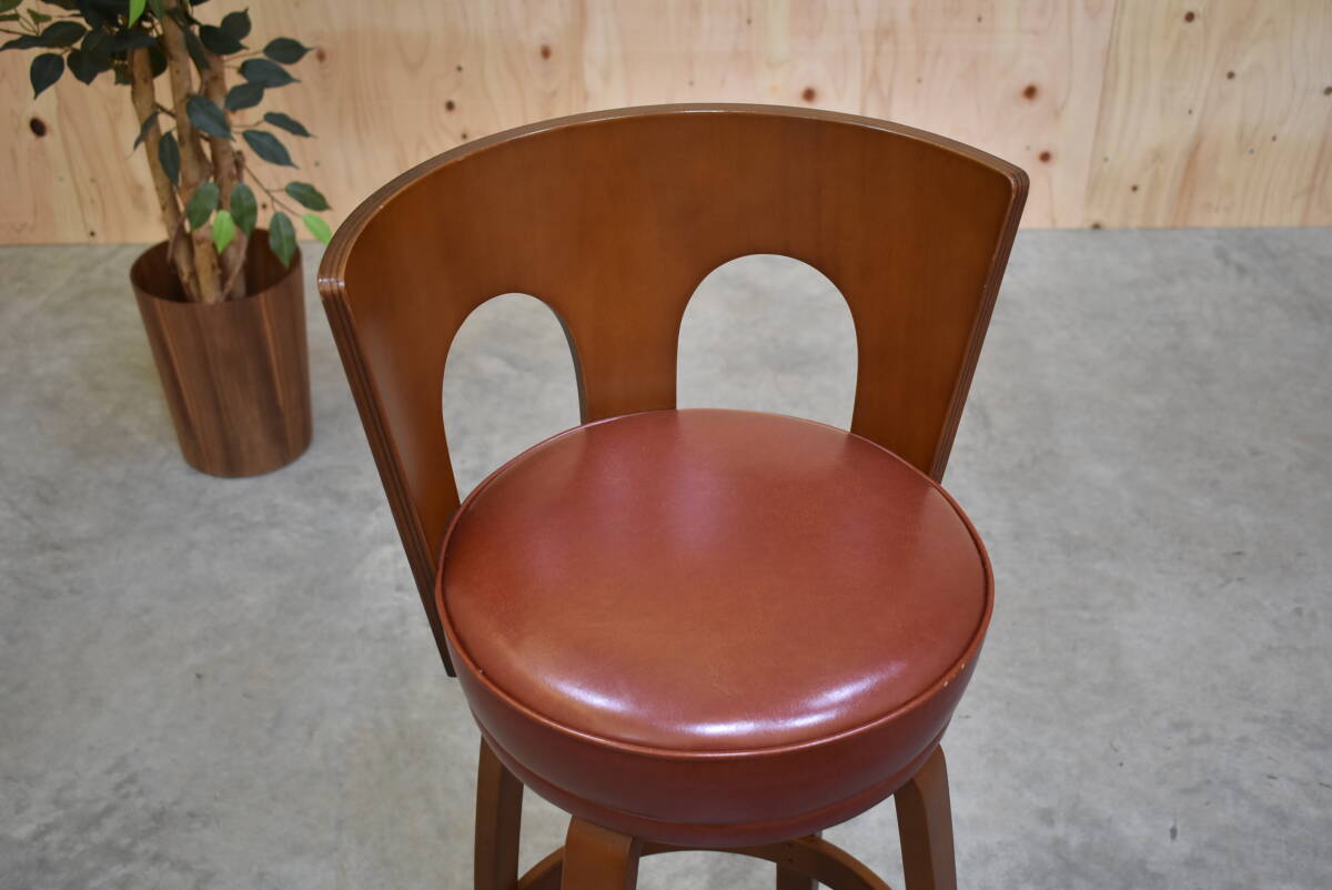 zyt2094ジ [2腳セット] Tendo/天童木工 ハイチェア/バースツール カウンター/丸椅子/エスニック/アンティーク/ヴィンテージ家具 70420-01