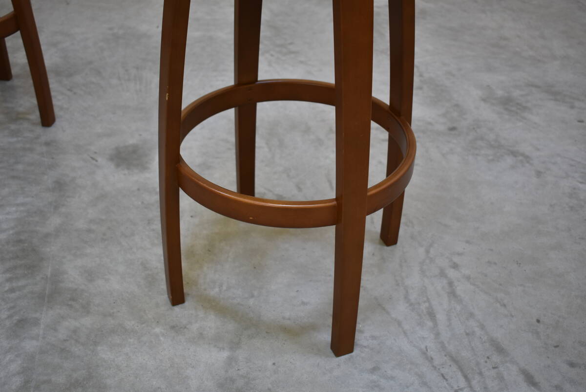 zyt2094ジ [2腳セット] Tendo/天童木工 ハイチェア/バースツール カウンター/丸椅子/エスニック/アンティーク/ヴィンテージ家具 70420-01