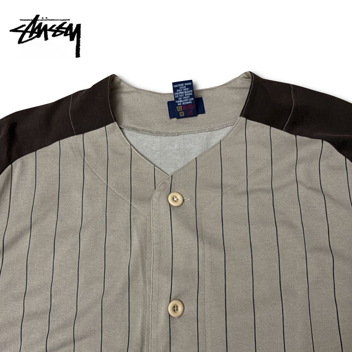 【ヴィンテージ】Stussy Baseball Shirts ステューシー ベースボールシャツ 半袖 L 00s レア ジャージ ロゴ レアアイテム Y2K 神サイズ
