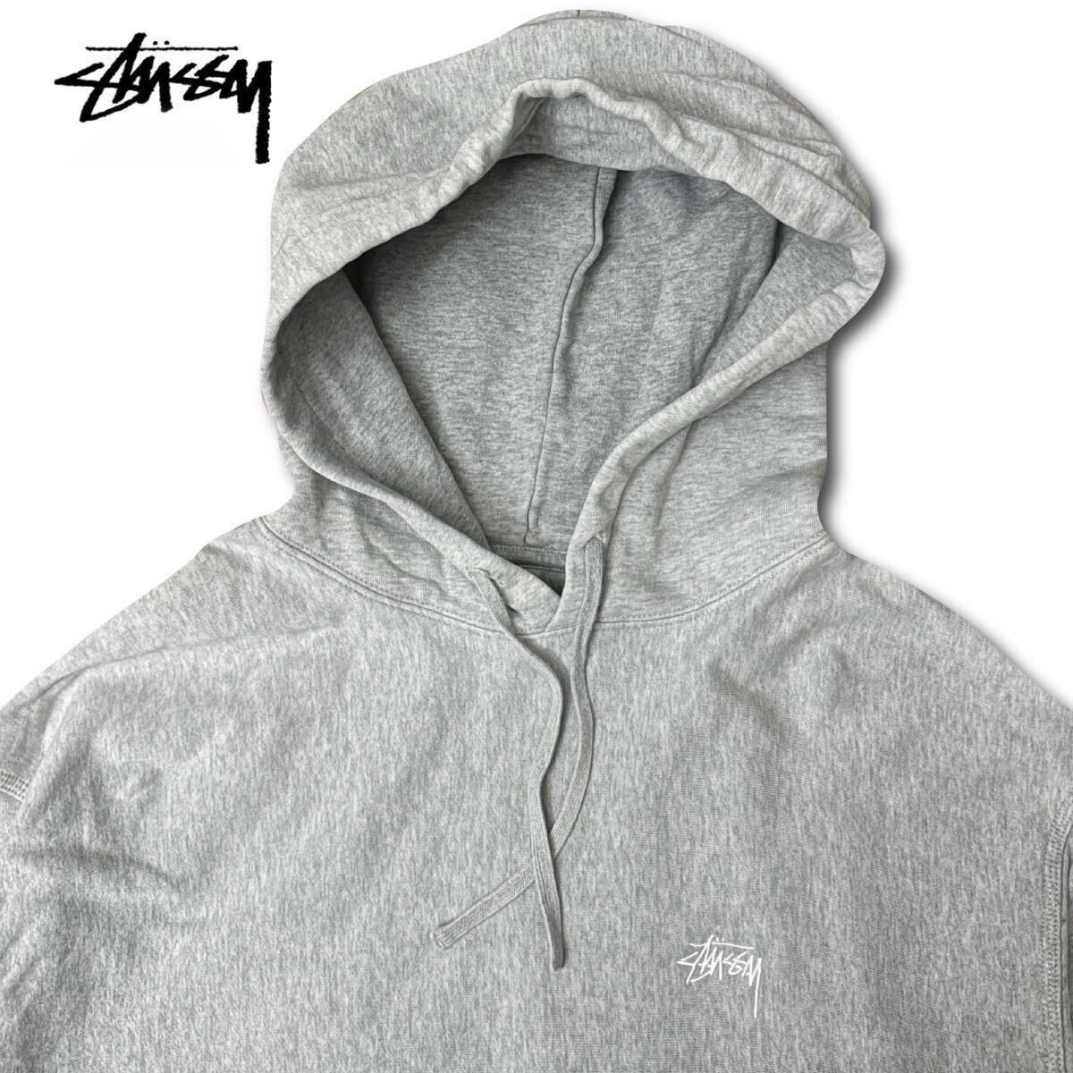 【21FW】Stussy Basic Logo Sweat Hoodie ステューシー ロゴ プルオーバーパーカー パーカー フーディー グレー XL 薄手 國內(nèi)正規(guī)
