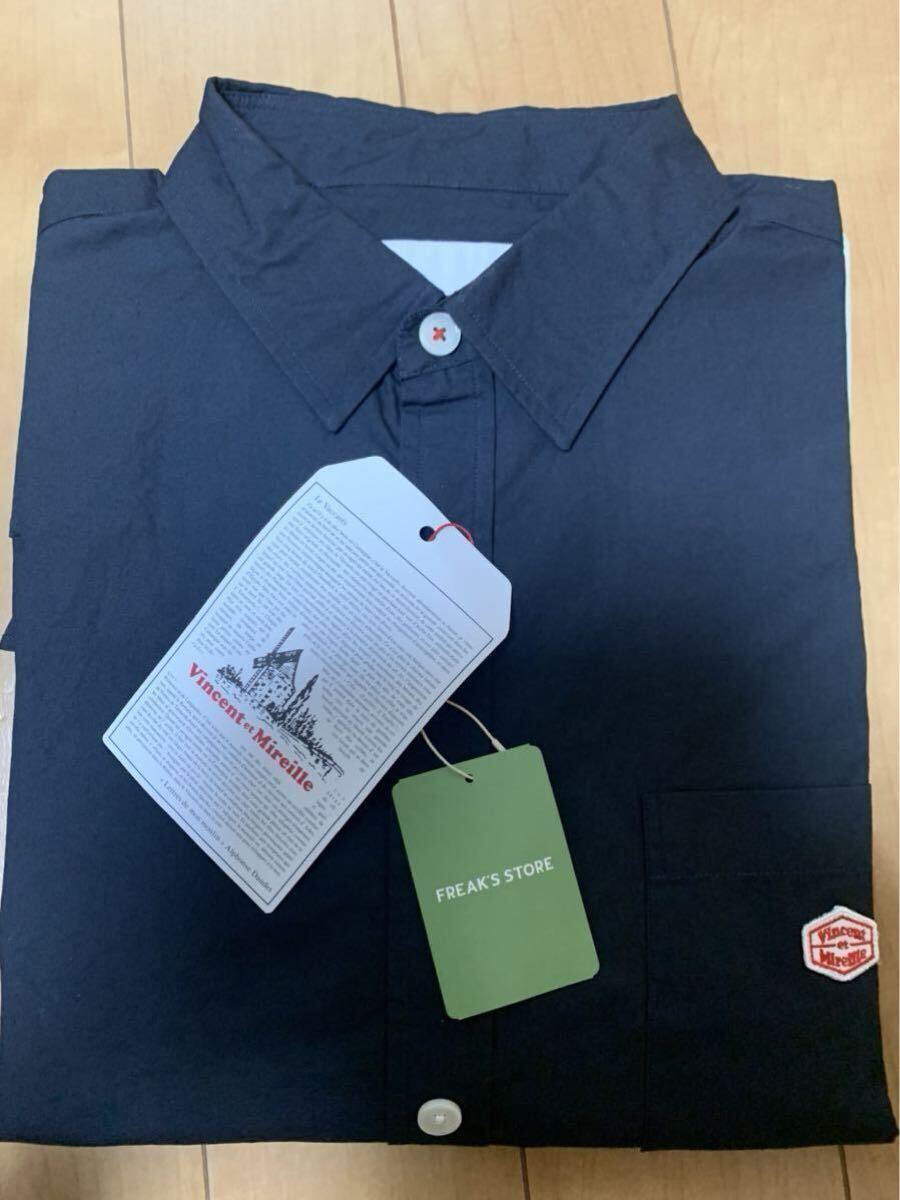 vincent et mireille シャツ 長袖 長袖シャツ ネイビー 濃紺 日本製 MLサイズ 40サイズ FREAKS STORE 綿100% タグ付き新品_画像8