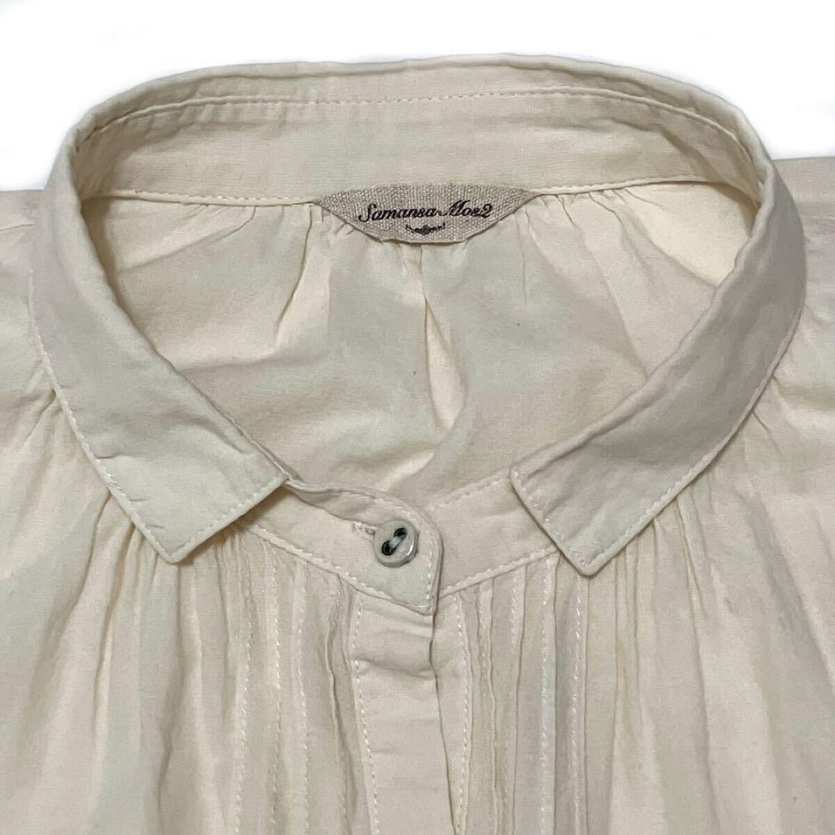 【送料無料】Samansa Mos2 サマンサモスモス★長袖ブラウス ギャザー入り ベージュ_画像3