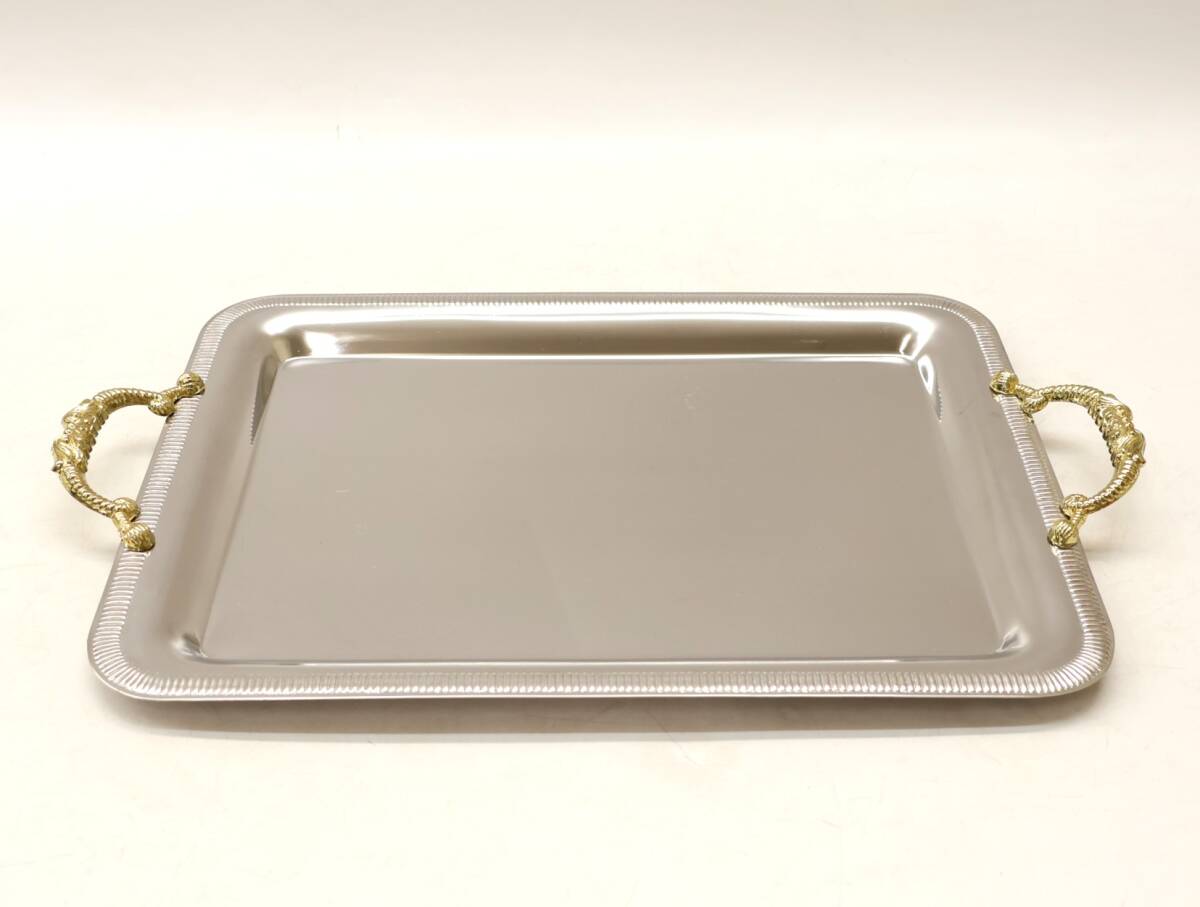* средний 1145 угол tray 2 пункт совместно прямоугольник рука есть держать рука имеется ручка имеется tray tray поддон O-Bon нержавеющая сталь Showa Retro 92505231