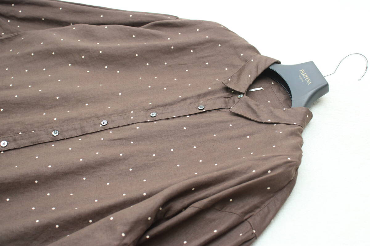 4-58 新品 麻100％ランダムドットシャツ