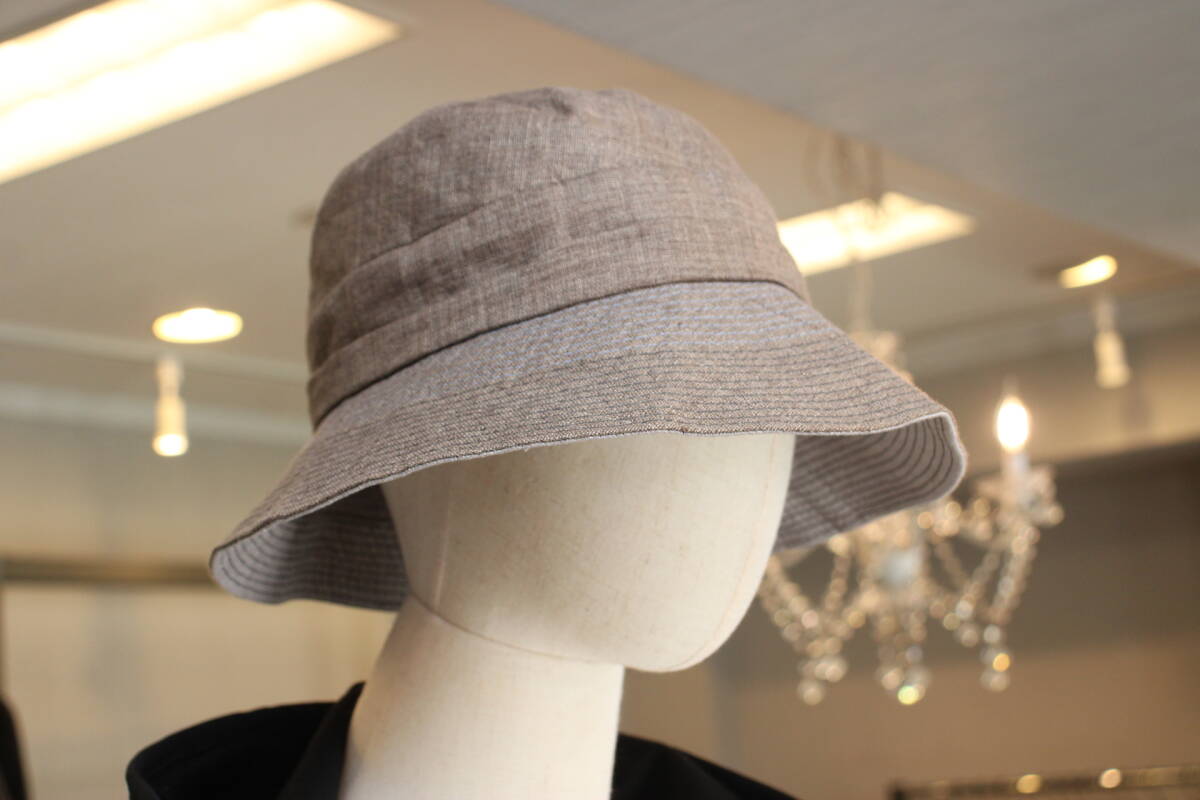 新品 レリアン Leilian リネンハット 麻100％帽子 ブラウン