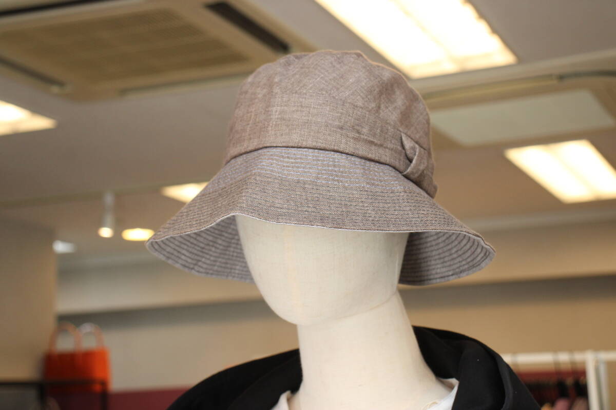 新品 レリアン Leilian リネンハット 麻100％帽子 ブラウン