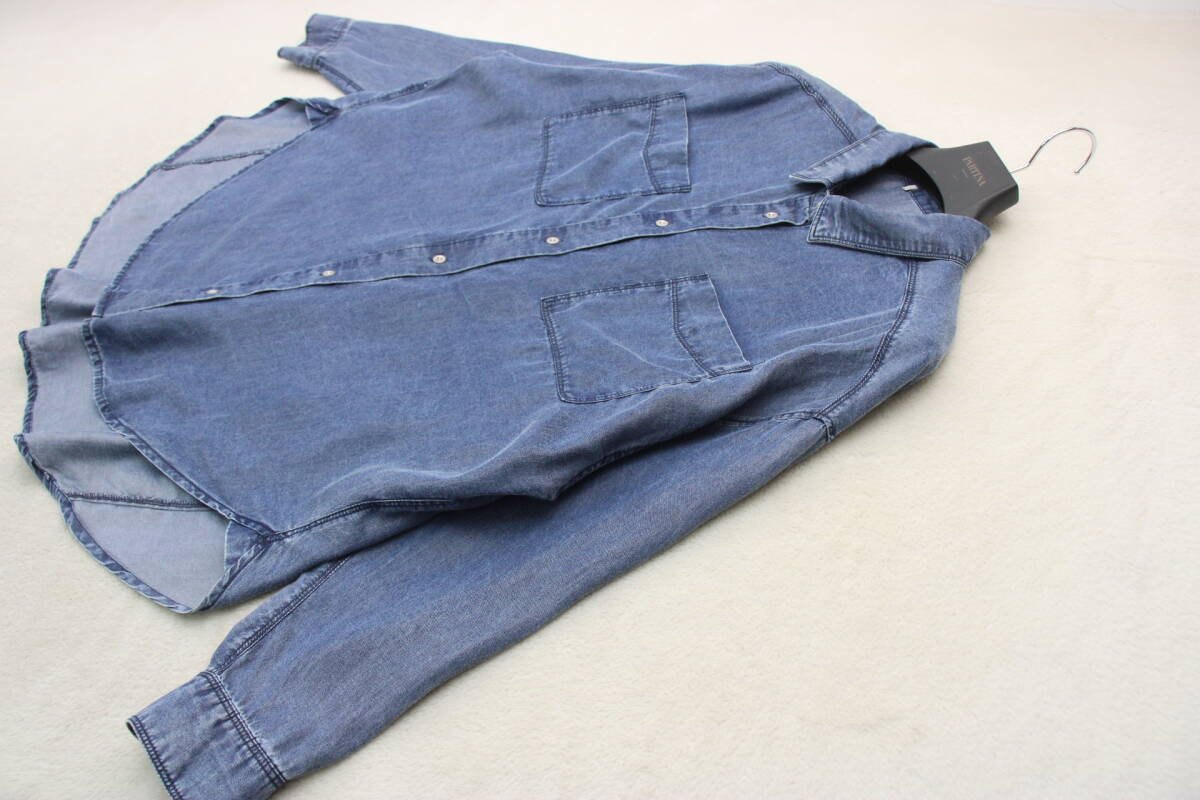 101-733 新品 デニム長袖シャツ ブルーＦサイズ 定価￥11,000稅込